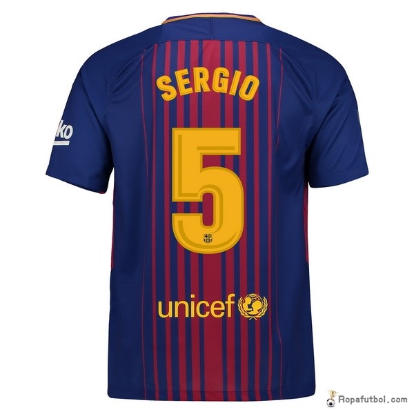 Camiseta Barcelona Replica Primera Ropa Sergio 2017/18 Azul